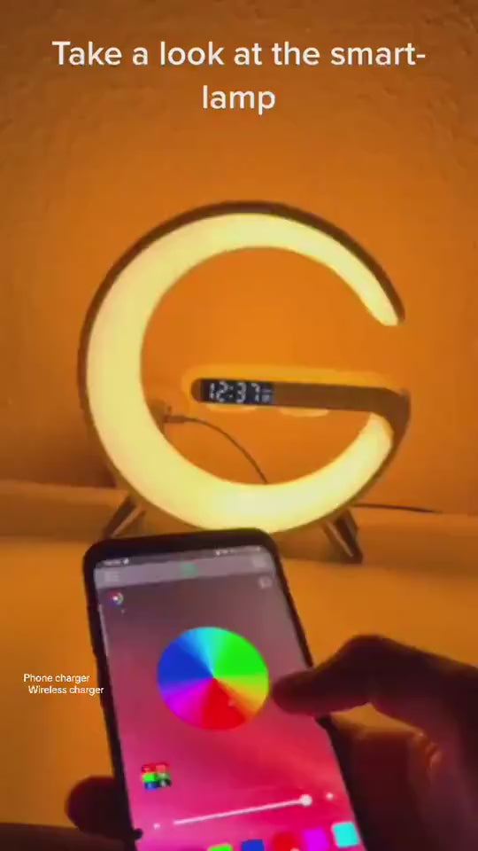 New Intelligent G Shaped LED Lamp Bluetooth Speake Wireless Charger Atmosphere Lamp App Control For Bedroom Home Decor